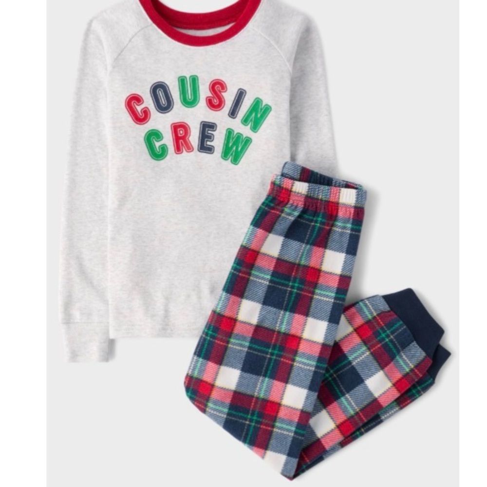 NWT - The Children's Place Cousin Crew Pajama Set - Red, Green, Blue Plaid
